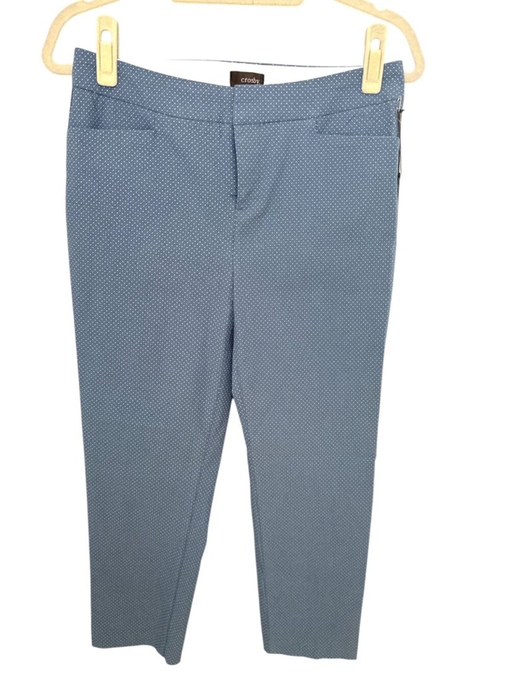 Women's Crosby Slim Ankle Pants Size 4 Smokey Blue Polka Dot NWT